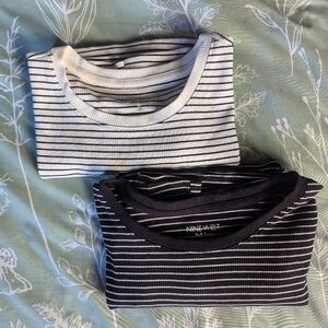 NINE WEST🤍🖤Dressy Striped T-shirts-2
